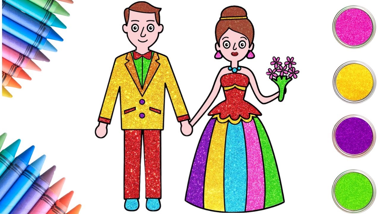 How To Draw Bride And Groom 👩‍❤️‍👨 | Step By Step Drawing For Kids | Chiki Art Hindi