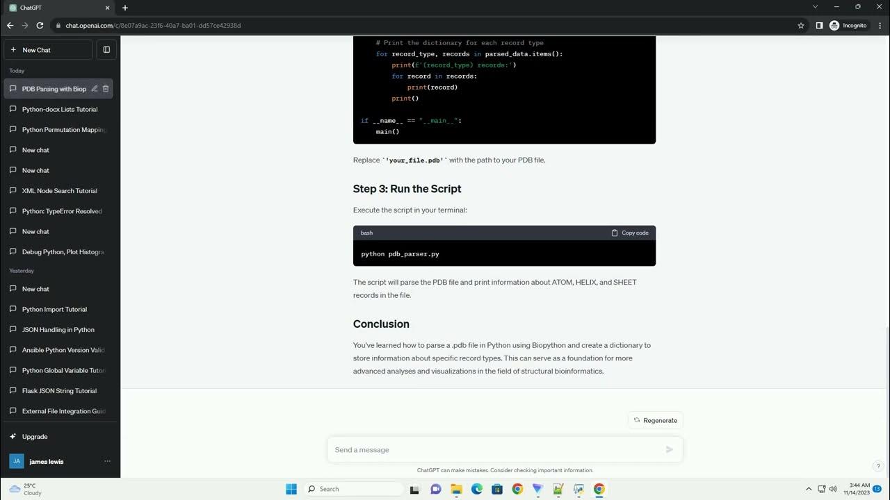 Parsing a pdb file in Python and creating a dictionary for specific ...