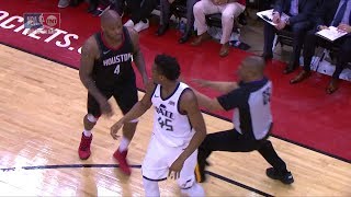 Donovan Mitchell \& PJ Tucker Fight for the Ball | Jazz vs Rockets - Game 2 | 2018 NBA Playoffs