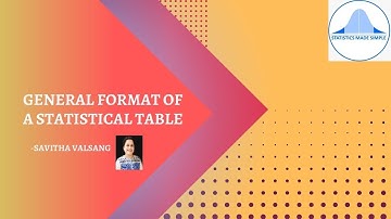 GENERAL FORMAT OF A STATISTICAL TABLE & PARTS