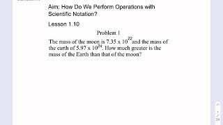Grade 8 Lesson 1.10 Notes Operations with Scientific Notation