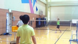 Badminton lesson 20150610(WED) - smash / cross drop / one jump 2