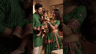 Matching in Green for Garba Night with Our Little One 💚 | Navratri Vibes