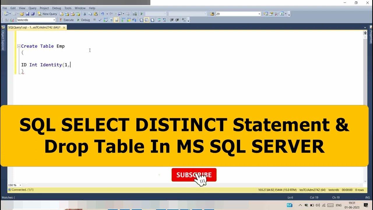 Using DISTINCT and Drop Table in SQL Server | Part 06 #sql #sqlserver ...