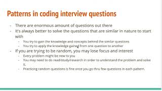 Patterns in coding interview questions