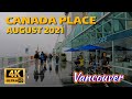 🇨🇦[4K] WALK CANADA - DOWNTOWN, VANCOUVER. CANADA PLACE. Heavy rain in Vancouver!!! August 2021