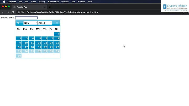 jQuery UI Datepicker: How to Enable Age Restriction (Above 18 Years) in Datepicker