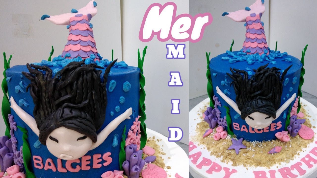 Easy 3D Mermaid Caricature fondant sugar paste Birthday Cake Tutorial