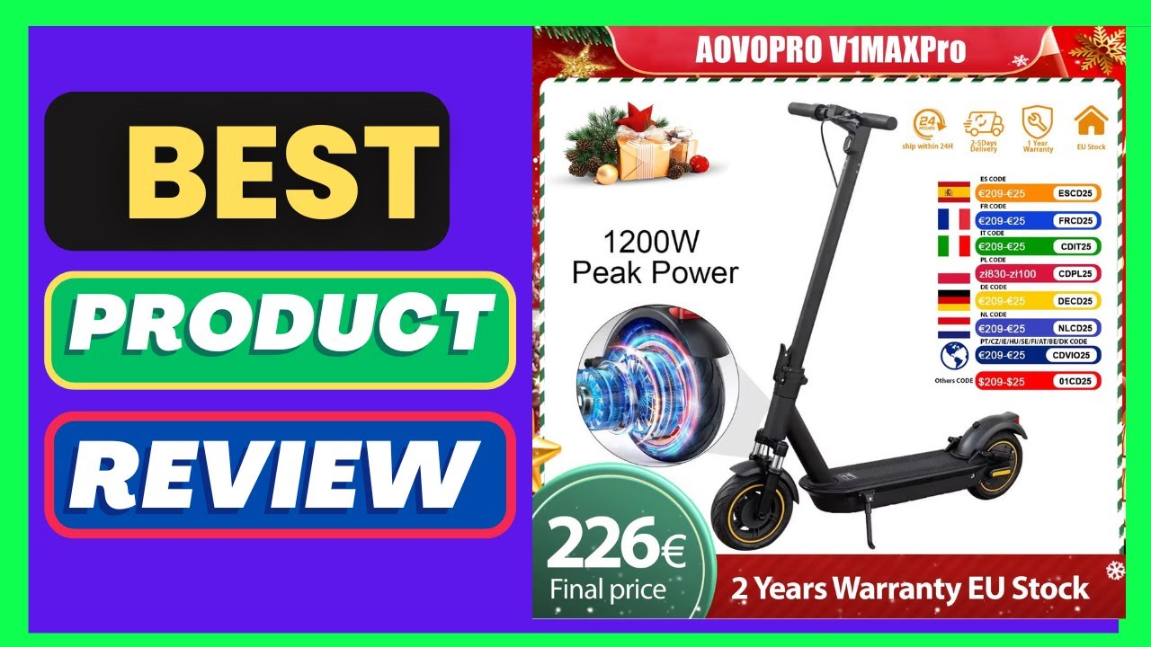 AOVOPRO V1MAX PRO 1200W Electric Scooter 45KM Max Range 35KM/H 500W Motor