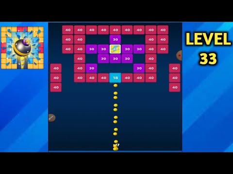 Brick Breaker - All Levels Gameplay Andriod,ios ( Level 33 ) | Game the Chain