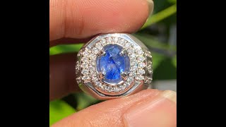 Natural 1.69ct Blue Sapphire Srilanka Ceylon Ring Perak