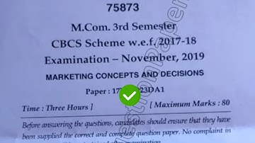 2019 Mdu MCom 3rd Sem Marketing Concepts & Decisions Question Paper