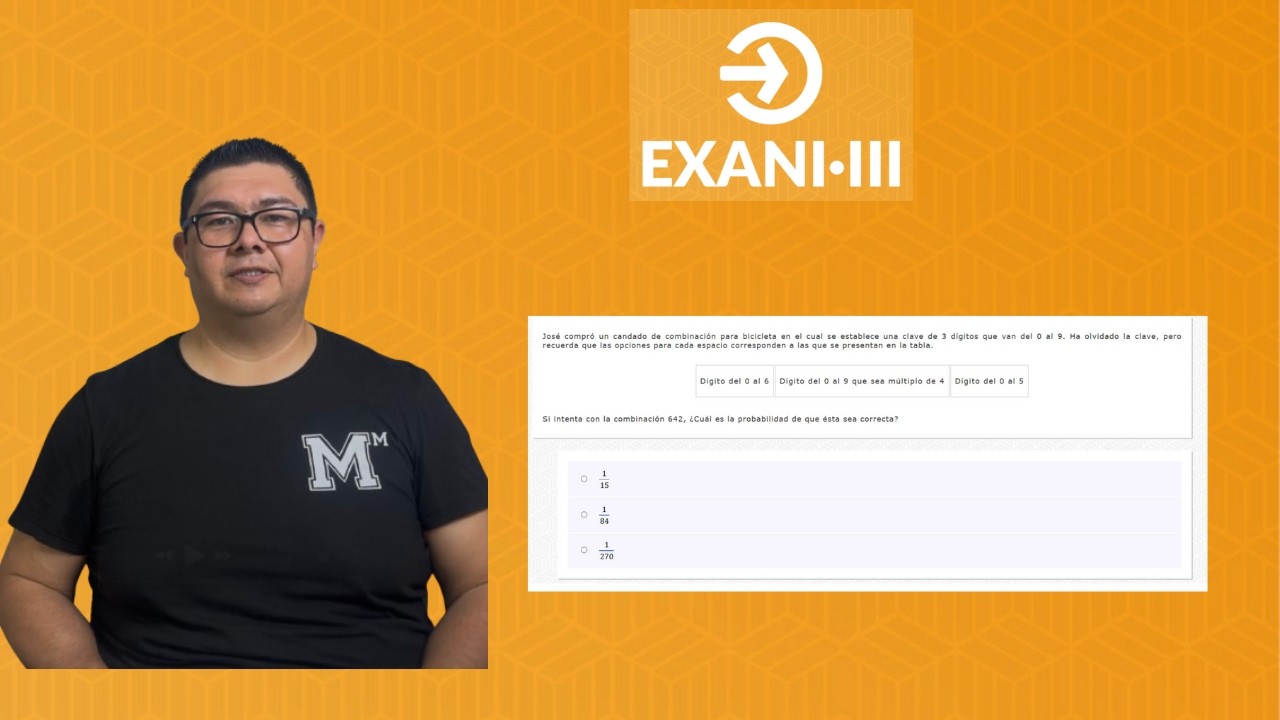 EXANI III 2026 Pensamiento Matemático|  José compró un candado de combinación para