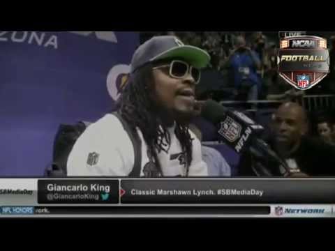 Marshawn Lynch " I'm Just here so I won't get Fined" Super Bowl Media Day 2015