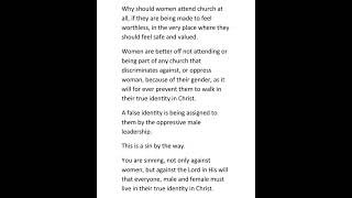 The church is preventing women from walking in their true identity in Christ! - By Marius Kumm.