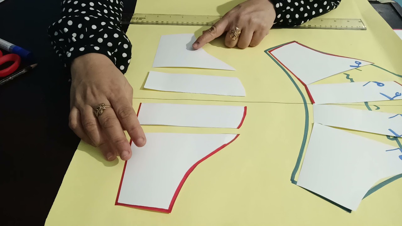 طريقة رسم الباترون الأساسى لكم الاطفال