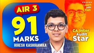 Full 91 Marks (AIR 3) Inter Audit Detailed Strategy | CA Shubham Keswani (AIR 8) News