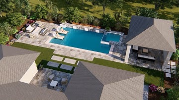 Small Backyard swimming pool, and gazebo design with High Quality animation video