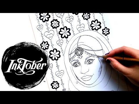 inktober-drawing-a-coloring-page-||-eid-muslim-girl-with-hijab-#inktober2016