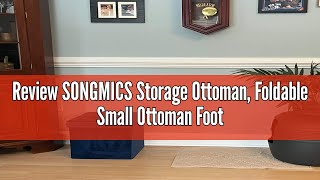 Review SONGMICS Storage Ottoman, Foldable Small Ottoman Foot Rest, 12.2 x 16.1 Inches Foot Stool, Ot