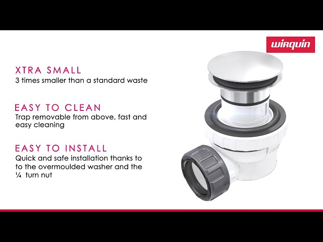 Wirquin Xs Pure Quick Complete Sink Set With Plughole - 100mm Ultra-Compact Drain With Quick Clac System - View #8