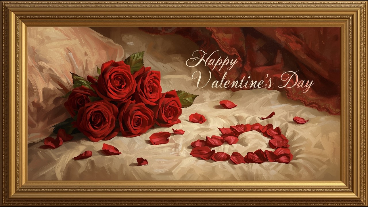 Classical Vintage Roses Painted Oil Art | Elegant Gold Frame | Timeless Fine Art | TV Screensaver 4K