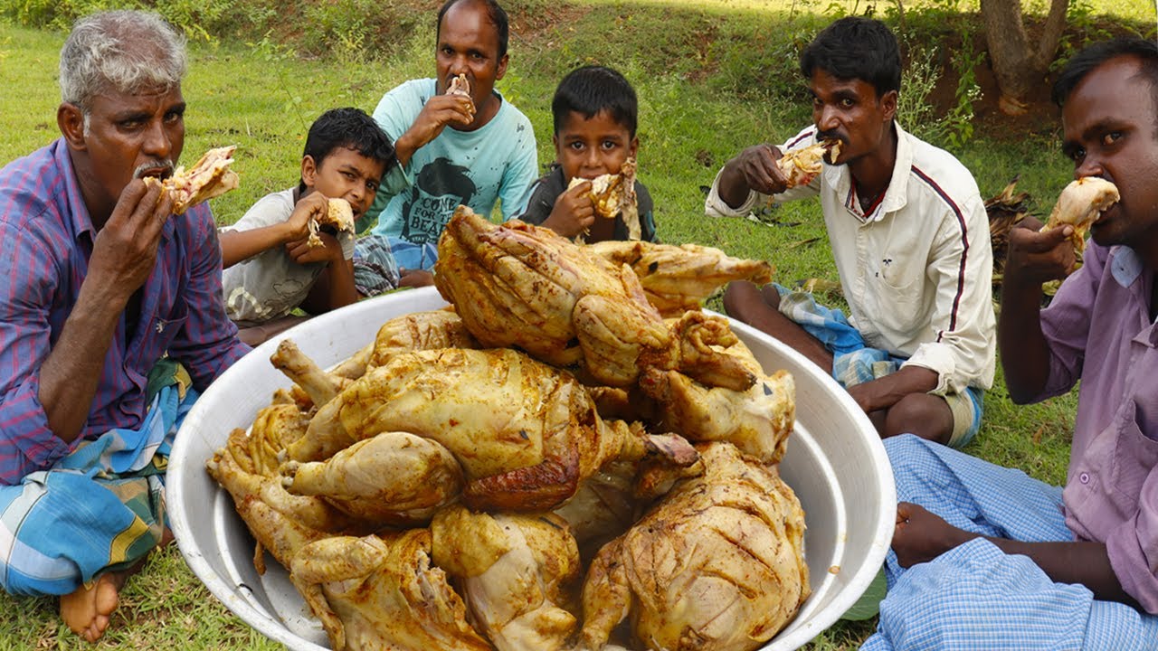 PALM LEAF FULL CHICKEN | Steamed Chicken in Palm Leaf | food fun village