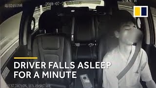 Driver in China falls asleep for a minute