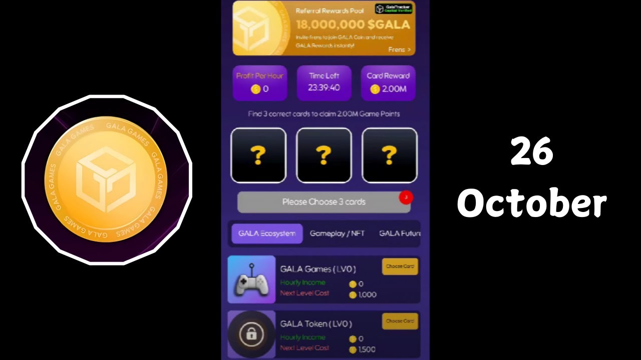 Gala Coin Combo Today 26 October | Gala Coin Daily Combo Today | $GALA Coin  Card