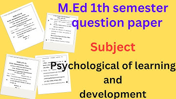 m.ed 1th semester question paper | m.ed 1th semester question paper pdf | m.ed previous year paper