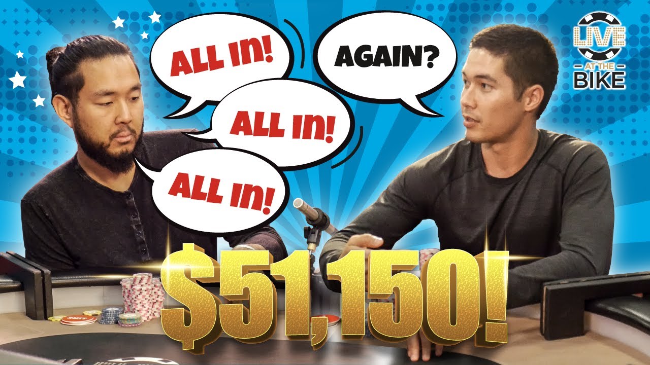 WSOP Champ John Cynn and Jon Cohen play 2 HUGE All-In Pots!♠ Live at the Bike!