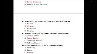 COPA CBT NIMI Question Bank - Module 5 : Word Processing Software