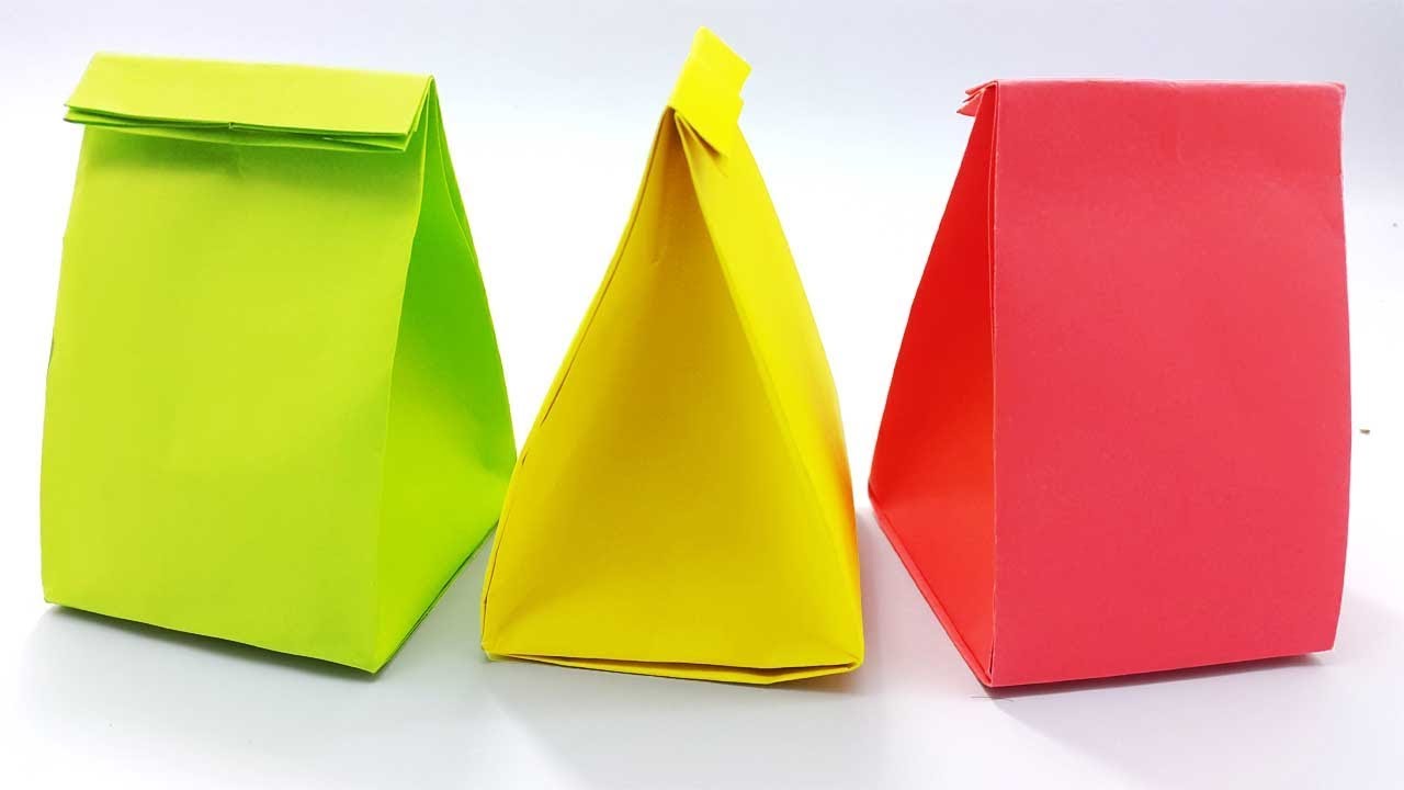 Origami Paper Bag, How To Make Paper Bags with Handles, Origami Gift Bags