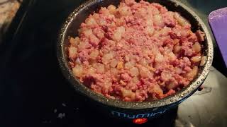 Corned Beef and Hash in My Mini Noodle Cooker and Skillet