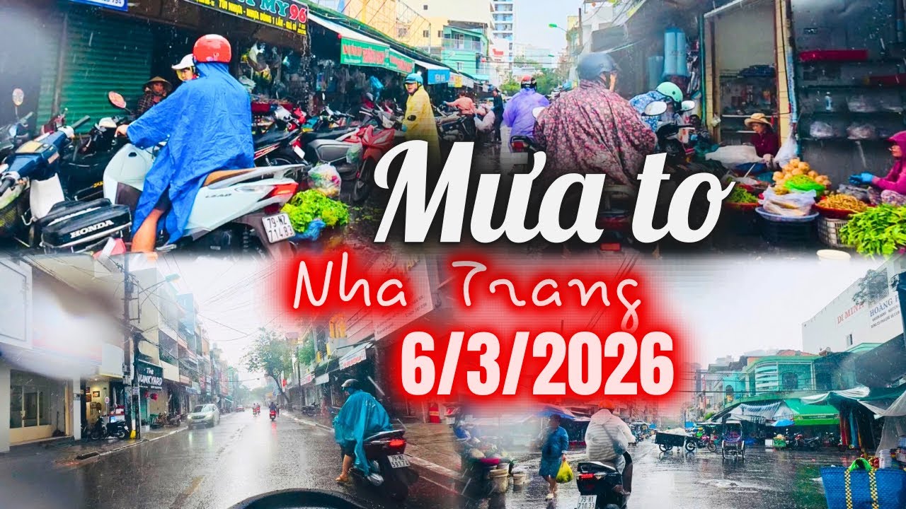 Nha Trang mưa to sáng 6/3/2026 . Ướt át con đường mưa 