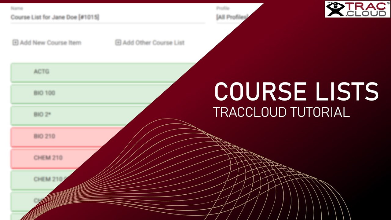 Traccloud TracCloud Tutorial: How to Create Course Lists - YouTube
