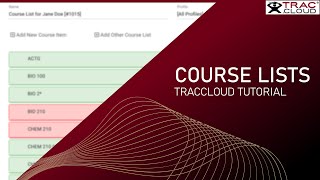 Celebrity TracCloud Tutorial: How to Create Course Lists Profile