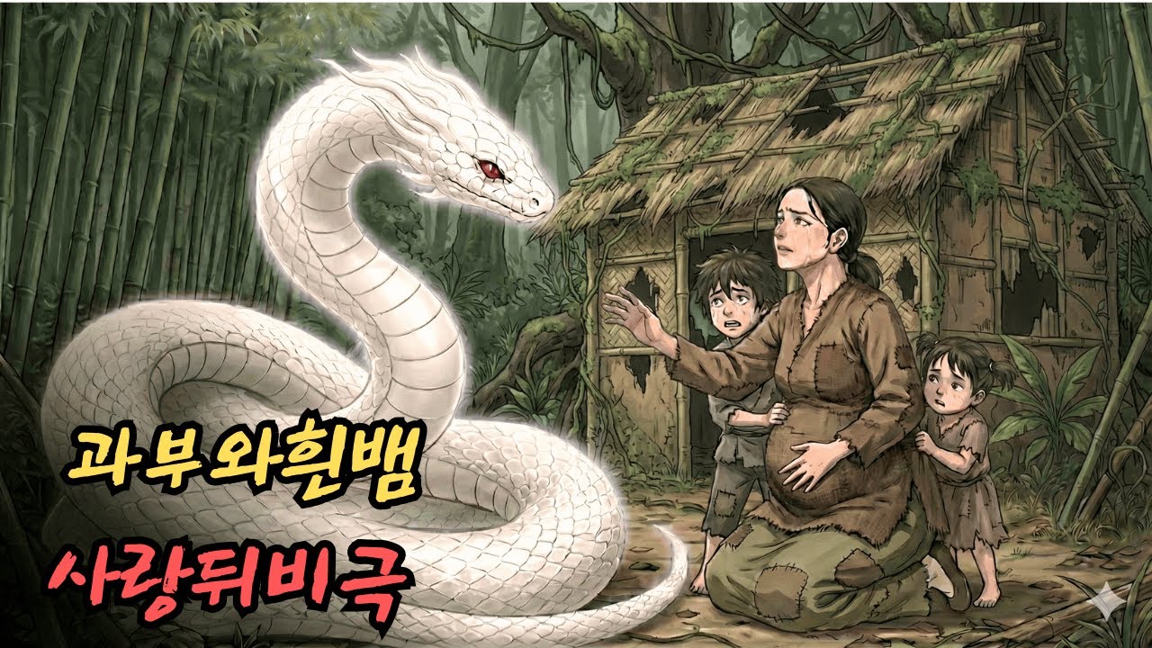 숲 한가운데 허름한 집에서 아이와 함께 살던 과부는 하얀 뱀과 사랑에 빠진다. 그리고 비극이 닥친다. | 민담 | 전설 | 설화 | 옛날이야기