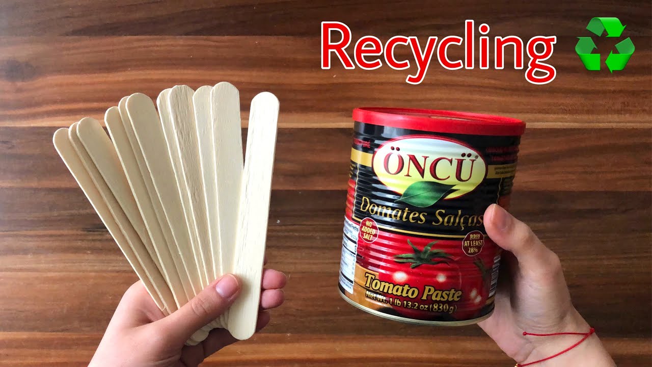 Очень простая идея переработки с консервной банкой и депрессорами для языка♻️