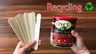 Very Simple Recycling Idea with a Tin Can and Tongue depressors♻️
