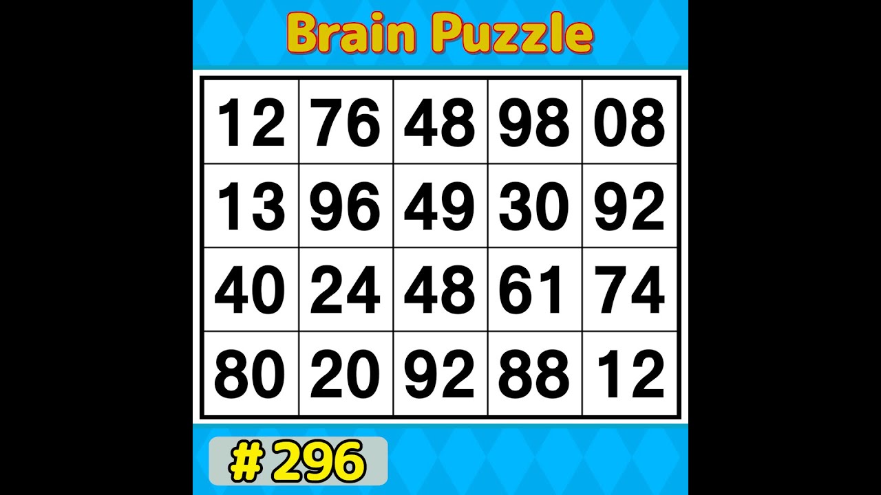 【Number Search】 Boost your concentration. 《Brain training》 #296