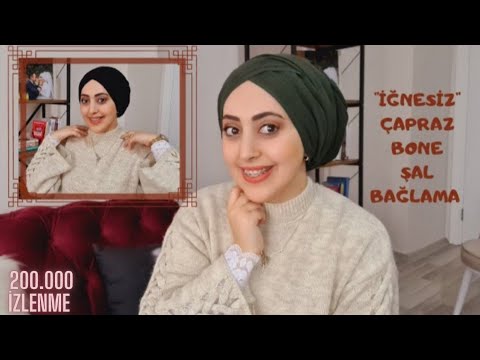 ŞAL BAĞLAMA | Çapraz bone şal | 2 farklı model | İğnesiz | Hijab tutorial