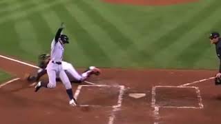 Ichiro Suzuki incredible ninja like moves to score run during  MLB Baseball game