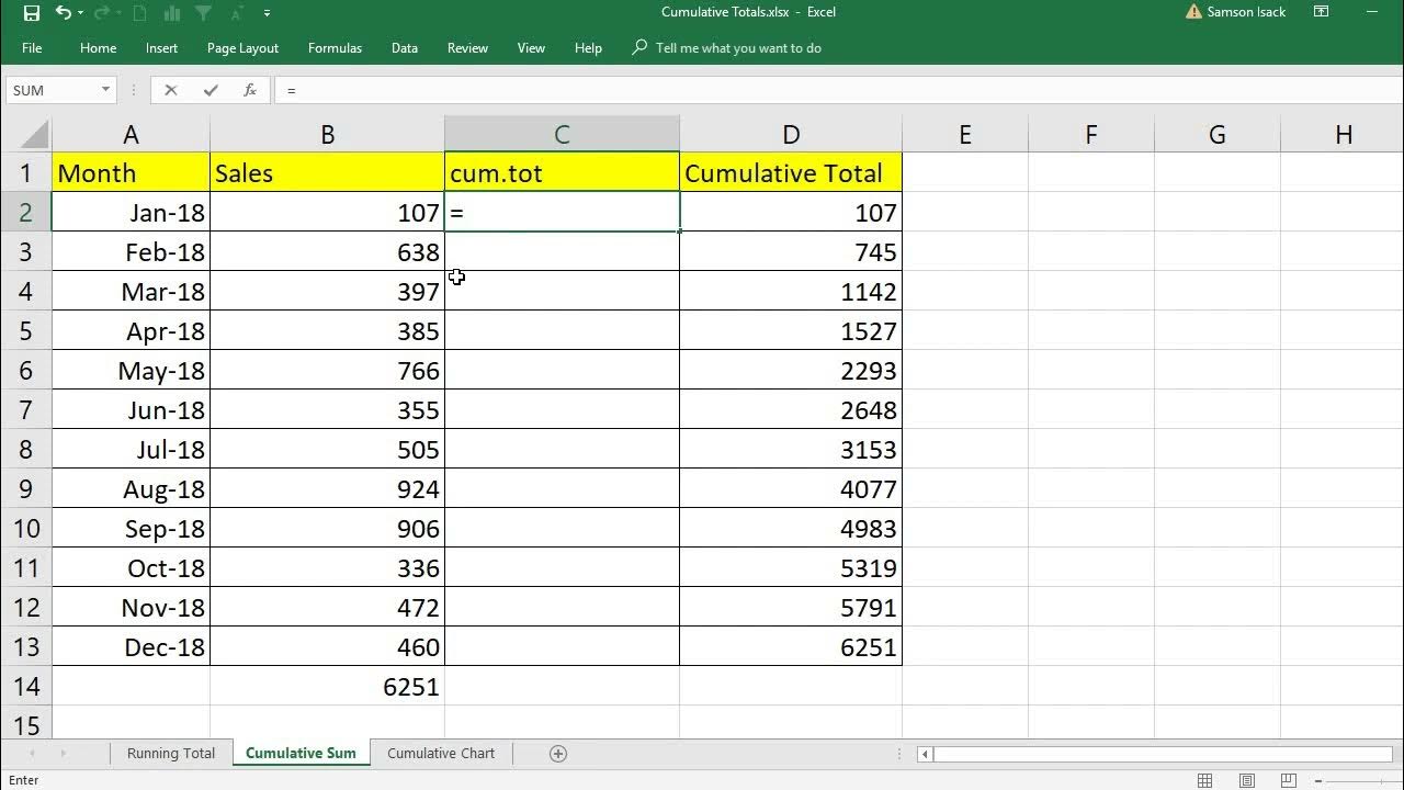 EXCEL Statistics How To Create A Cumulative TOTAL For A List Of excel-statistics-how-to-create-a-cumulative-total-for-a-list-of