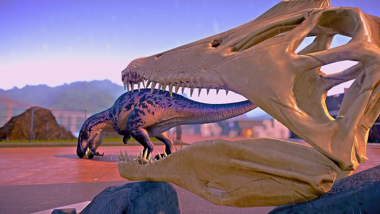 Jurassic World Evolution - Acrocanthosaurus breakout in city centre ...