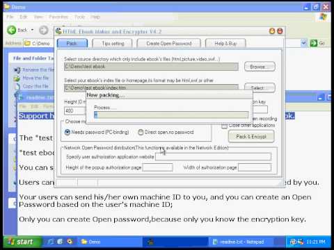 Video Demo How to make,encrypt html ebook and create open password.wmv