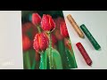 Oil pastel Drawing/Drawing Tulips🌷오일파스텔로 튤립그리기