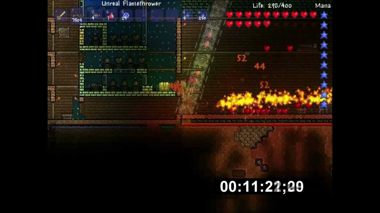 [Terraria] Flamethrower Test The Destroyer YouTube