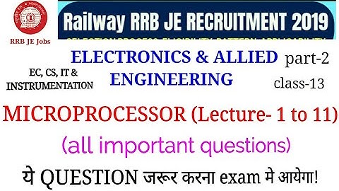 MICROPROCESSOR 8085 IMPORTANT QUESTION FOR RRB JE ELECTRONICS & ALLIED GROUP|| BY SIRJEE CLASSES
