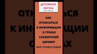 Как Относиться К Информации О Грехах Служителей Церкви